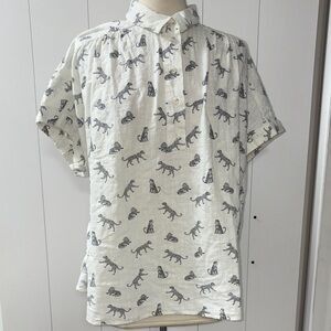 Lane Bryant White and Black Animal Print Casual Shirt